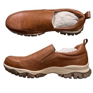 Jousen Mens Slip On Shoes Red Brown Size 10.5 Synthetic Leather Loafers. New